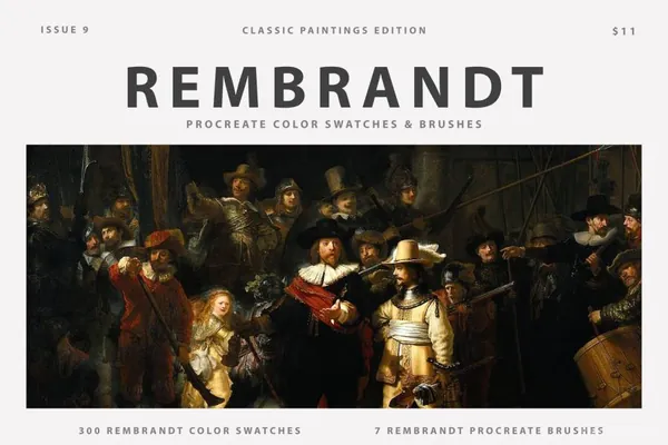 Procreate资源-伦勃朗(Rembrandt)古典艺术油画笔刷和色卡素材