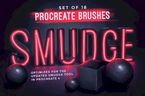 Procreate资源-木炭墨水水彩铅笔纹理颜色混合效果涂抹笔刷资源