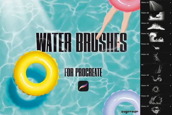 Procreate资源-水花水波纹质感纹理图案素材