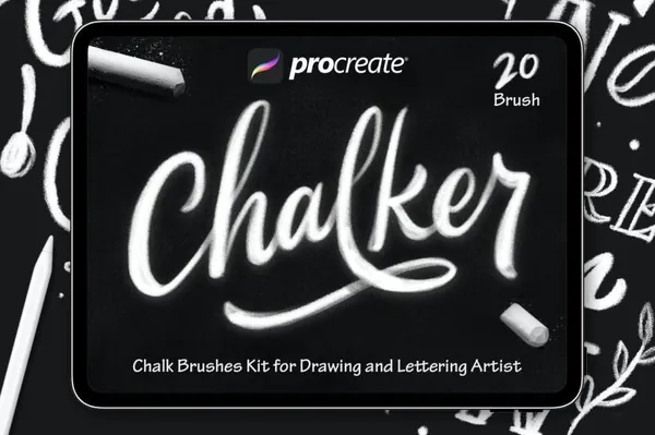 Procreate资源-粉笔文字纹理效果笔刷素材