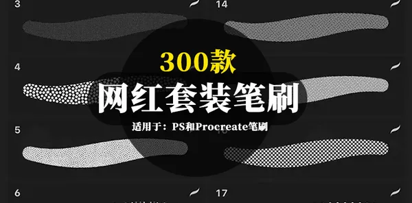 Procreate资源-300款网红套装PS和Procreate笔刷合集