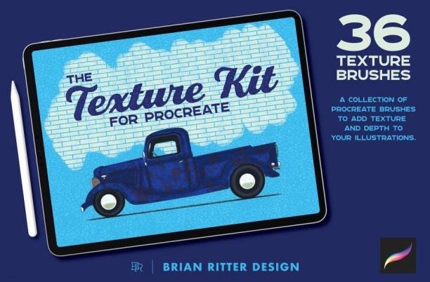 Procreate笔刷-半色调多种样式纹理笔刷素材