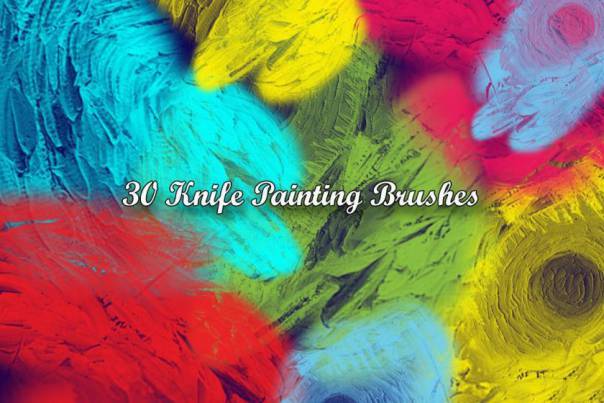 PS笔刷-刀画油漆艺术效果纹理PS笔刷素材