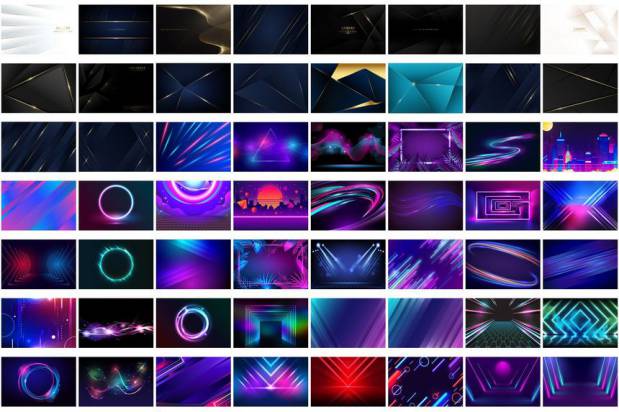 背景素材-抽象/科技/5G/奢华/霓虹灯主题矢量背景图素材包