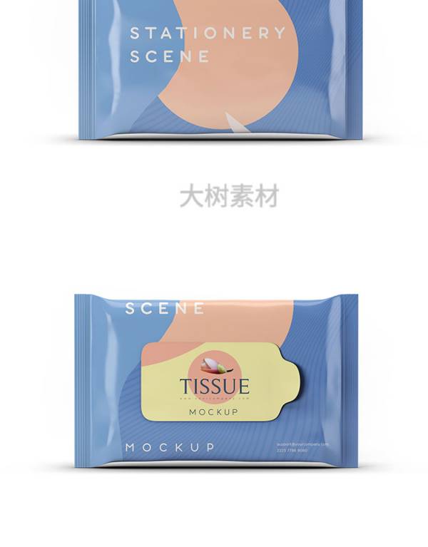 样机模板-湿巾餐巾纸巾包装袋智能贴图样机VI展示效果图psd设计模板素材