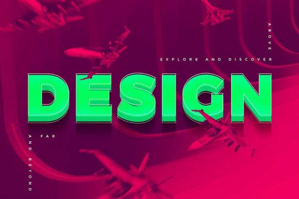 高品质3D立体文字图层效果海报设计模板