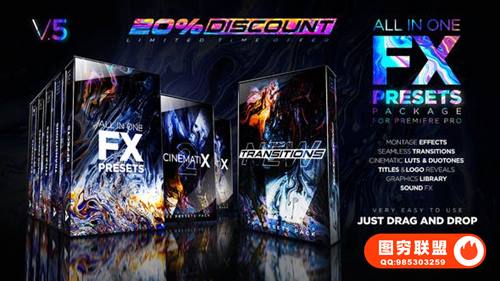 [PR模版]1000种视觉特效电影文字标题转场LOGO动画素材背景音效LUTS调色预设 F