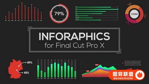 [FCPX插件]157个信息数据图表展示预设动画