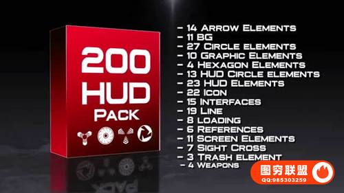 [AE模板]200个酷炫现代科技感HUD动态元素包 HUD Modern Pack