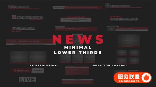 [FCPX插件]20种新闻栏目介绍文字标题字幕条动画 News Minimal Lower