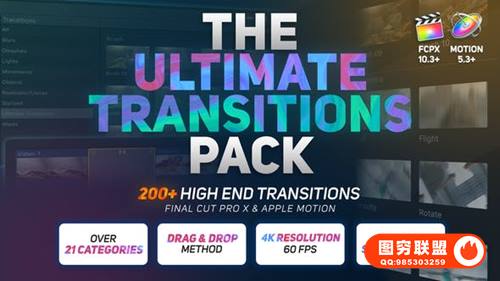 [FCPX插件]205个光效烟雾火焰水墨图形故障视差漫画笔刷扭曲缩放转场 + 使用教程