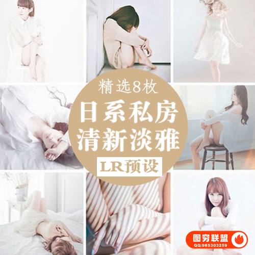 [LR预设]精选8款淡雅清新日系私房闺蜜写真影楼婚纱婚礼 LR调色预设