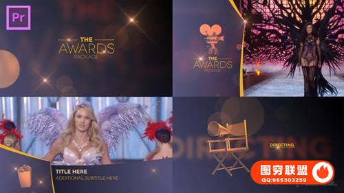 [PR/AE模板]金色荣耀公司企业年会活动颁奖典礼图文介绍开场片头包装模板 The Awa