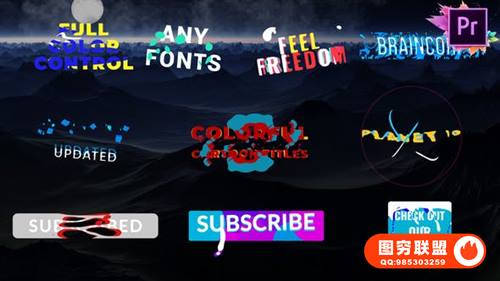 [PR预设]10组MOGRT预设彩色卡通图形动画文字标题视频字幕效果 Colorful C