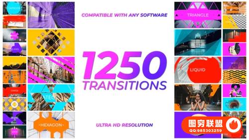 [4K视频素材]1250个多边形彩色图形蒙版遮罩过渡转场动画视频素材 Transition