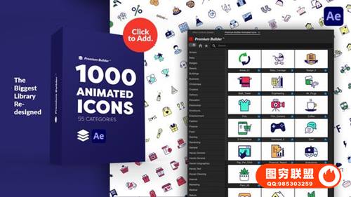 [AE脚本]1000个创意时尚社交媒体生活网络商品建筑体育交通天气食品MG图标动画 Pre