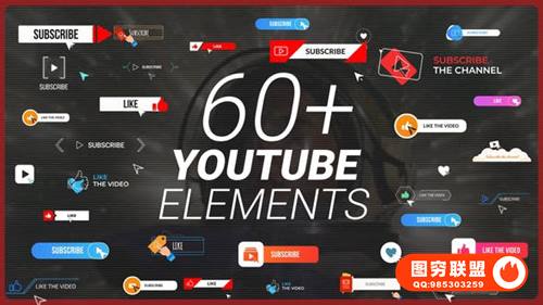[PR预设]60个社交自媒体UP主点赞关注订阅提示图形标题动画 YTB Subscribe Pack MOGRT