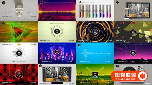 [AE模板]50种音乐频谱可视化场景动画特效 Audio Spectrum Music V