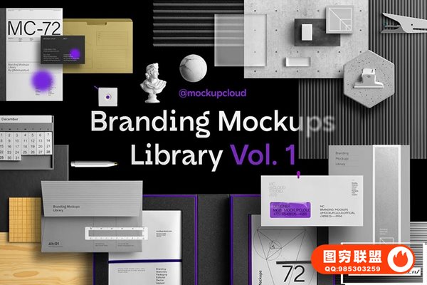 [PS样机]14款高端商业卡片办公品牌元素展示模型VI样机 Branding Moc
