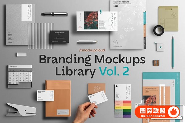 [PS样机]14款高端商业卡片办公品牌元素展示模型VI样机 Branding Moc