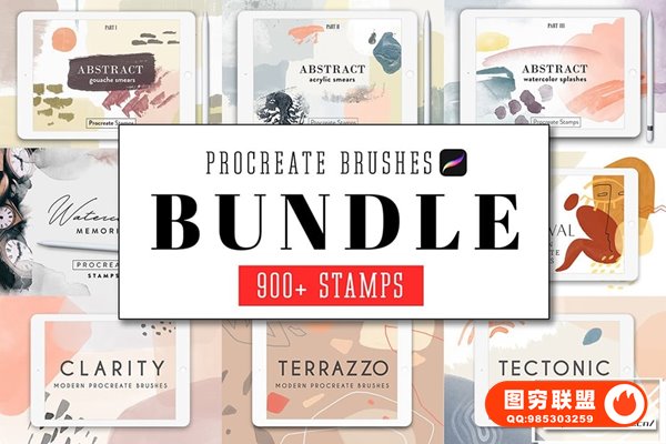 [Procreate笔刷]930款水彩艺术画手绘背景纹理Procreate笔刷 Al