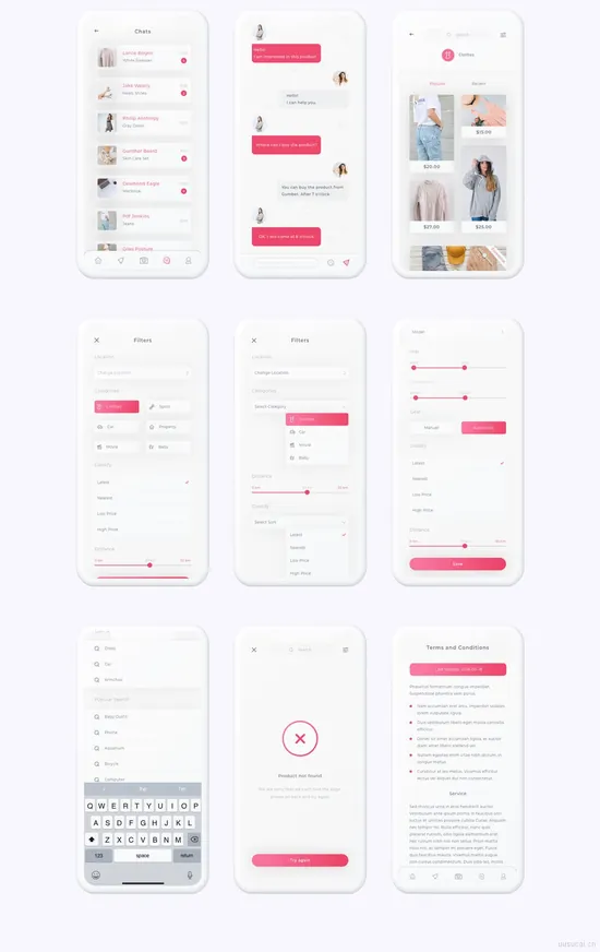 现代简洁的毕业设计高品质B2C和C2C电子商务应用UI工具包优质设计素材下载(提供Sketch格式下载）