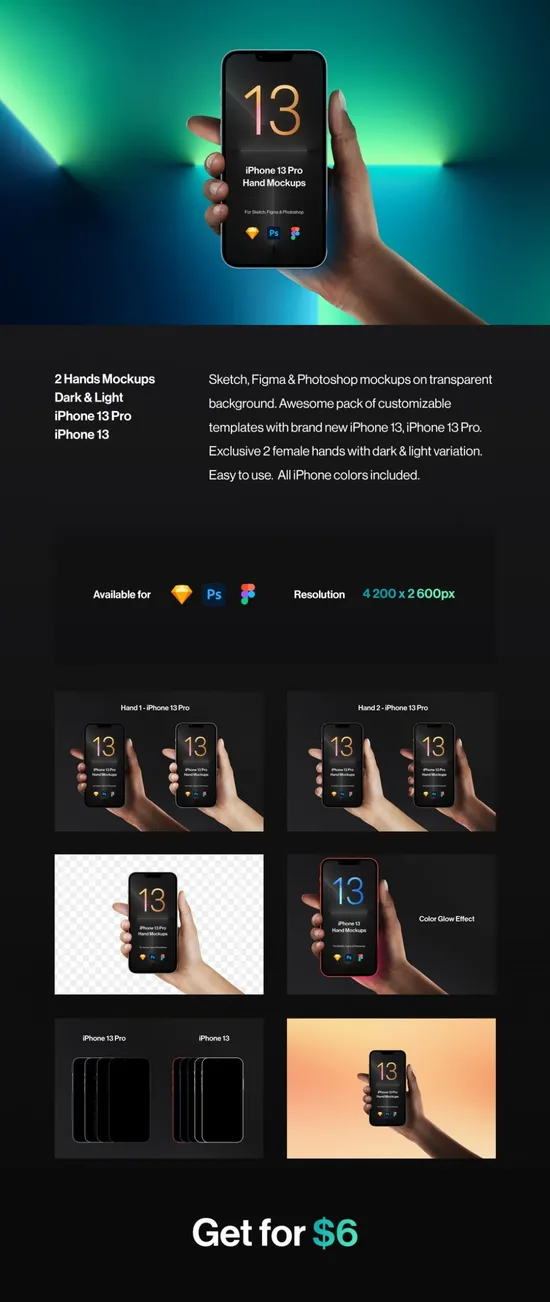 手持iPhone 13 Pro和iPhone 13的模型psd素材下载