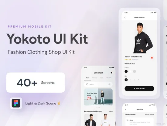 40+ iOS 应用带暗黑主题时尚服装店 UI 套件源文件fig格式