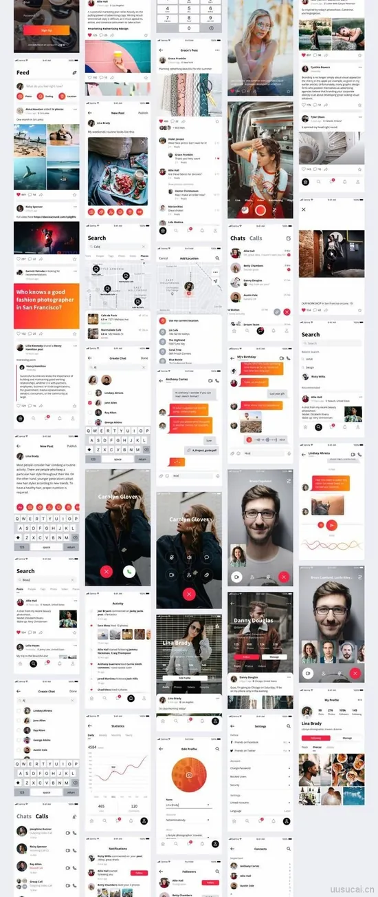 40+高品质的iOS社交类界面设计适用于iPhone X和iPhone 8屏幕尺寸提供sketch源文件下载