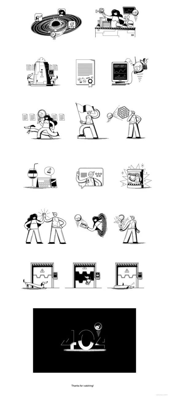 矢量黑白插图优质设计素材下载