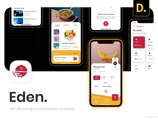 70+现代清新的的食品外送外卖应用UI工具包优质设计素材下载