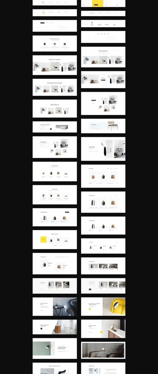 白金版的230个模块，64个页面和16个家居家居行业的网页设计模板素材下载（含sketch源文件