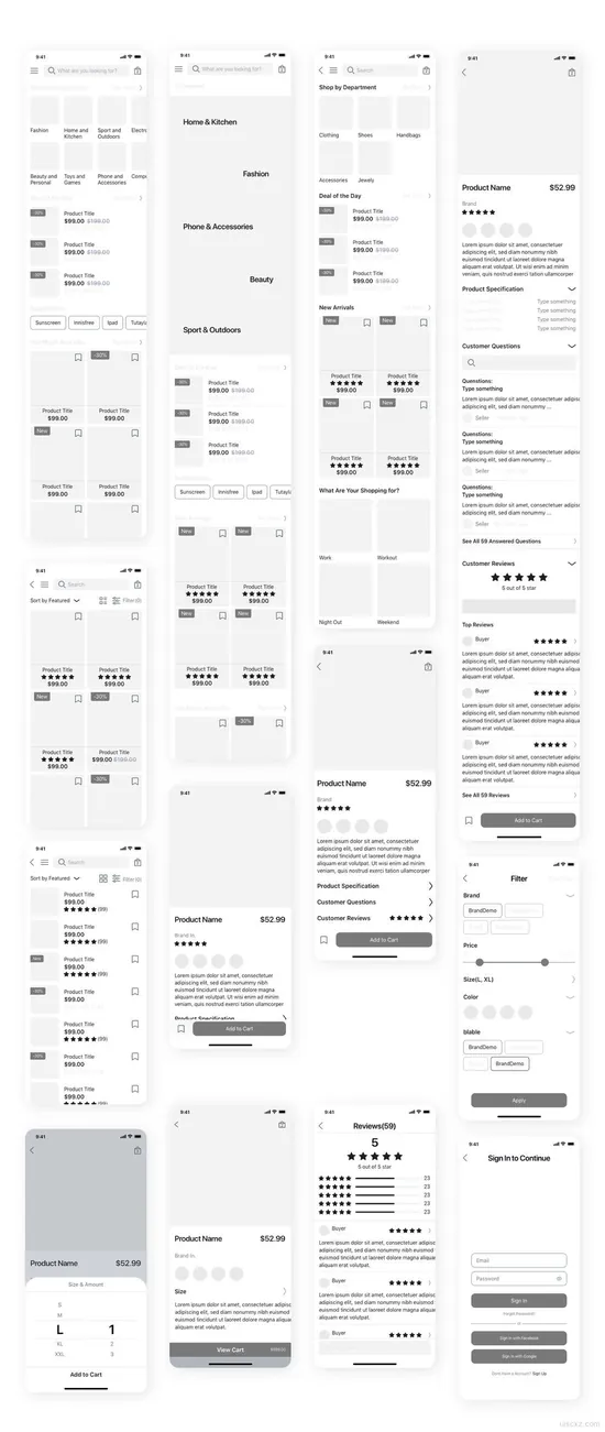 45个电子商务套件线框原型设计源文件素材下载（提供XD和sketch格式源文件）