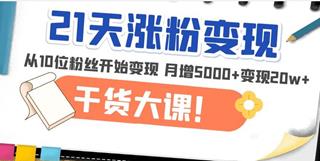 21天精准涨粉变现干货大课：从10位数粉丝开始变现