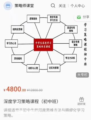 中学生深度学习策略课程（初中班）价值4800元