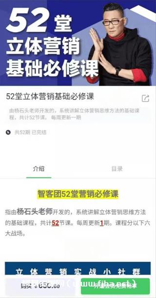 杨石头：52堂立体营销基础必修课价值650元