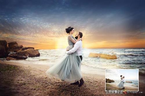 ps插件一键换天空PS插件(附227张婚纱大片天空素材)支持CC2019-ps滤镜插件