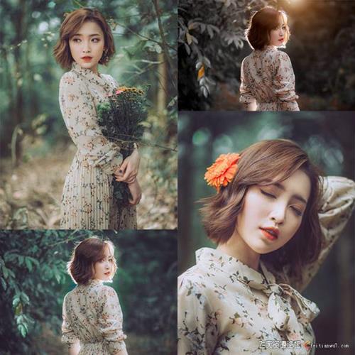 摄影RAW原图下载-16张森林美女精修调色素材RAW原片下载
