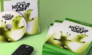 电影音乐光盘DVD唱片光盘盒盘面塑料盒包装展示效果图VI智能贴图PS样机