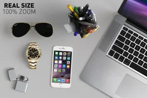 高品质的时尚高端顶视图办公文具hero-stationery-mockup-creator