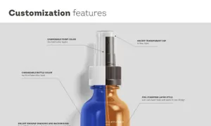 70塑料瓶小瓶喷雾瓶液体药瓶包装瓶贴标签展示效果图VI智能贴图PS样机素材