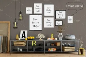 室内墙纸样机模型 Interior Frame  Wall Mockup