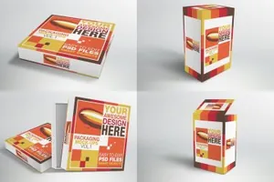 快餐披萨包装样机 Packaging Mock-ups