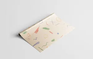 纸皮礼品盒包装纸纸张桌面平铺图案展示效果图VI智能贴图PS样机