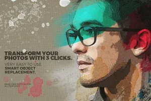 艺术笔刷海报效果样机 Art Photo TemplateMock-up