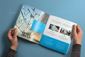 书籍杂志模型PSD贴图模板Square Brochure Mock-up