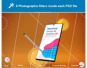 抽象场景的三星 Note 10 手机样机[PSD]