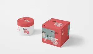 美妆护肤品化妆品乳液小瓶装纸盒包装盒展示效果图VI智能贴图PS样机素材