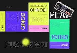 复古未来派酸性艺术现代时尚杂志海报排版英文字体 Nineties Display Font