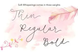 柔软的手绘字体 Soft Whisperings Font and 100 Extras